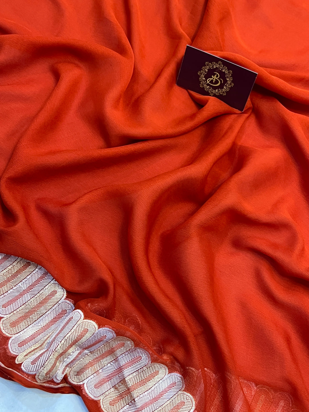 Earthy Orange Pure Banarasi Khaddi Georgette Saree 