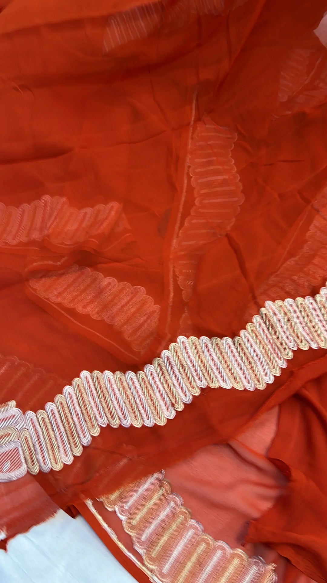 Earthy Orange Pure Banarasi Khaddi Georgette Saree 