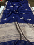 Navy Blue Pure Banarasi Handloom Silk Saree - Aura Benaras