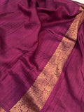 Wine Banarasi Handloom Pure Tussar Silk Saree - Aura Benaras