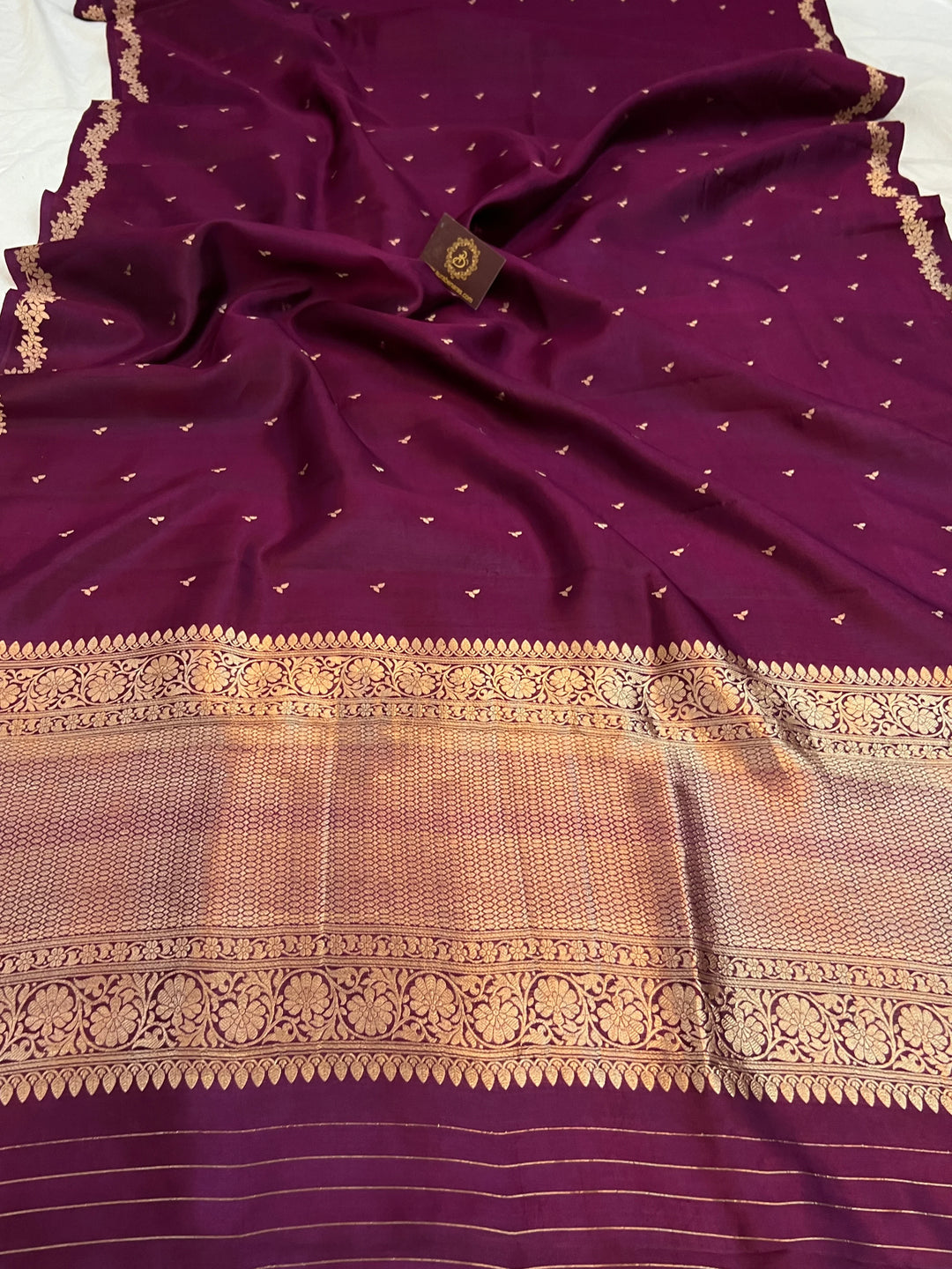 Wine Pure Silk Handloom Banarasi Saree