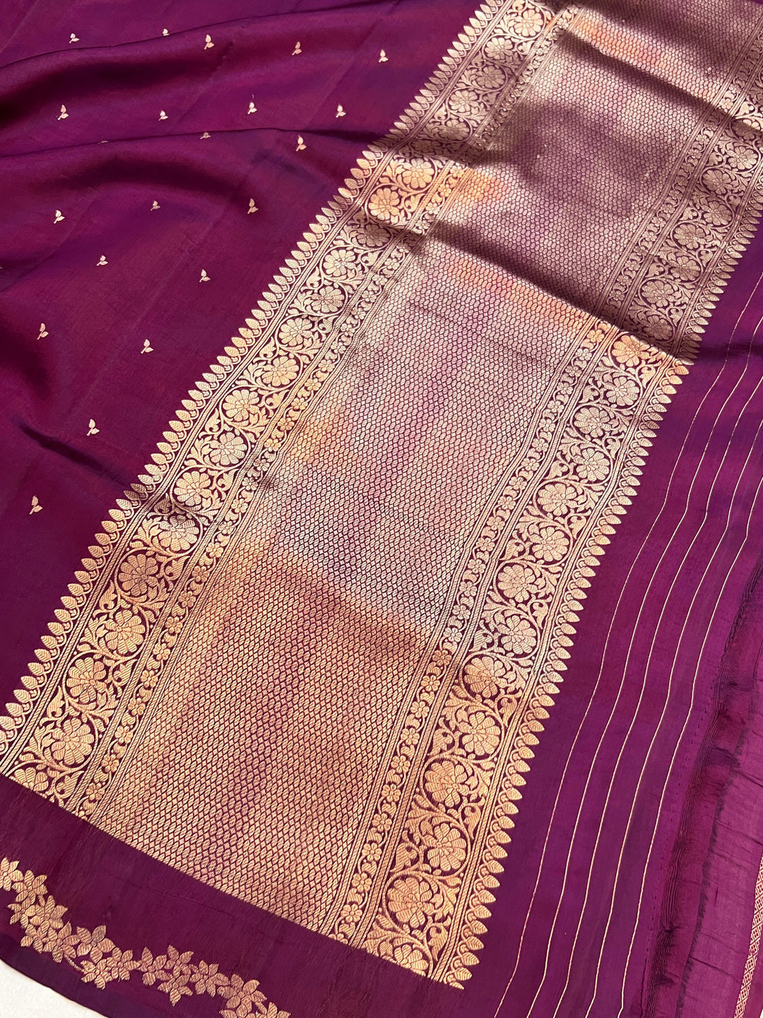 Wine Pure Silk Handloom Banarasi Saree