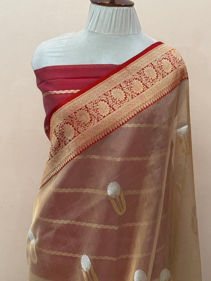 Golden Pure Tissue Silk Handloom Banarasi Saree