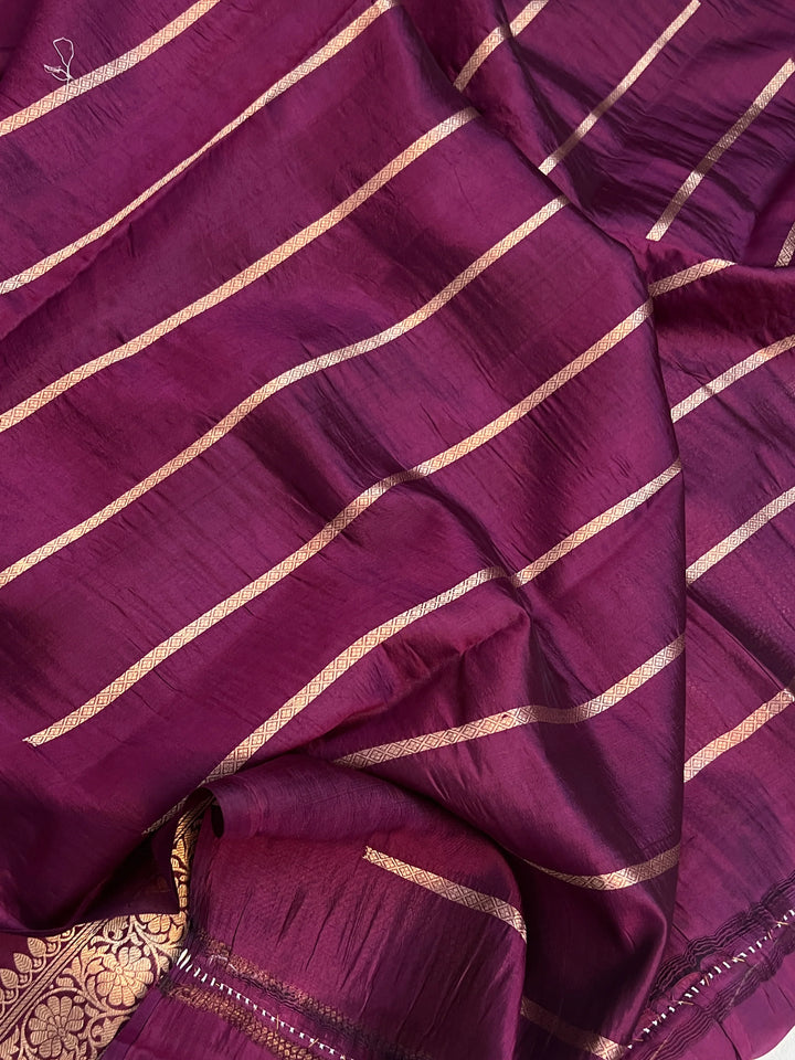 Wine Pure Silk Handloom Banarasi Saree
