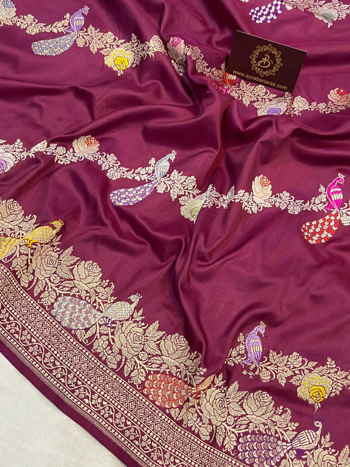 Buy handwoven Banarasi saree featuring intricate Kadhwa Aada Jaal geometric weaving in pure Katan silk