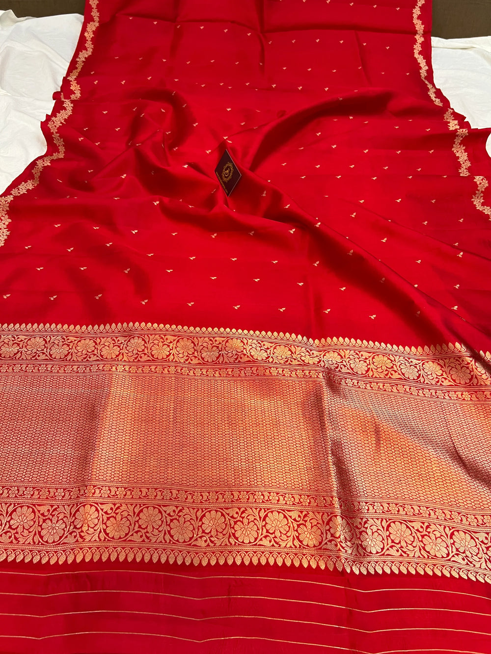 Red Banarasi Silk Saree | Kadhwa & Designer Border
