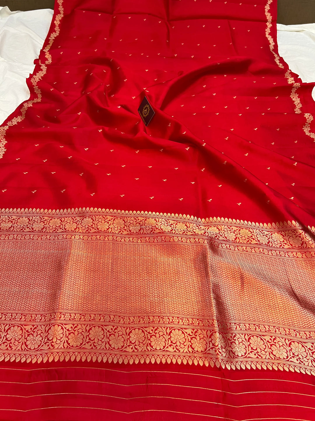 Red Banarasi Silk Saree | Kadhwa & Designer Border