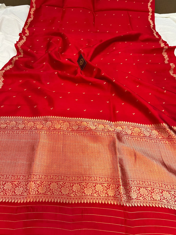 Red Banarasi Silk Saree | Kadhwa & Designer Border