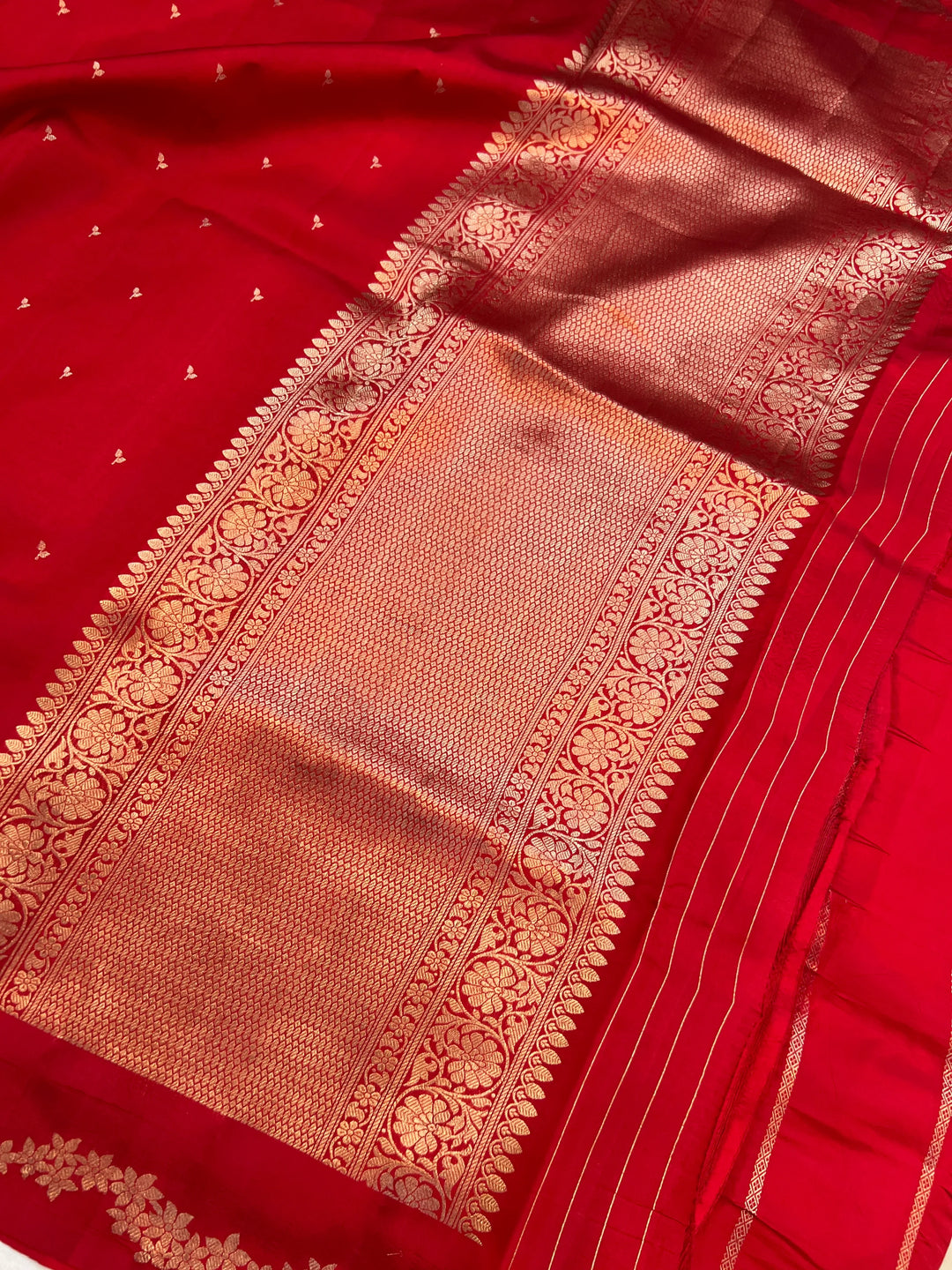 Red Banarasi Silk Saree | Kadhwa & Designer Border