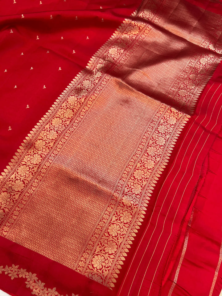 Red Banarasi Silk Saree | Kadhwa & Designer Border