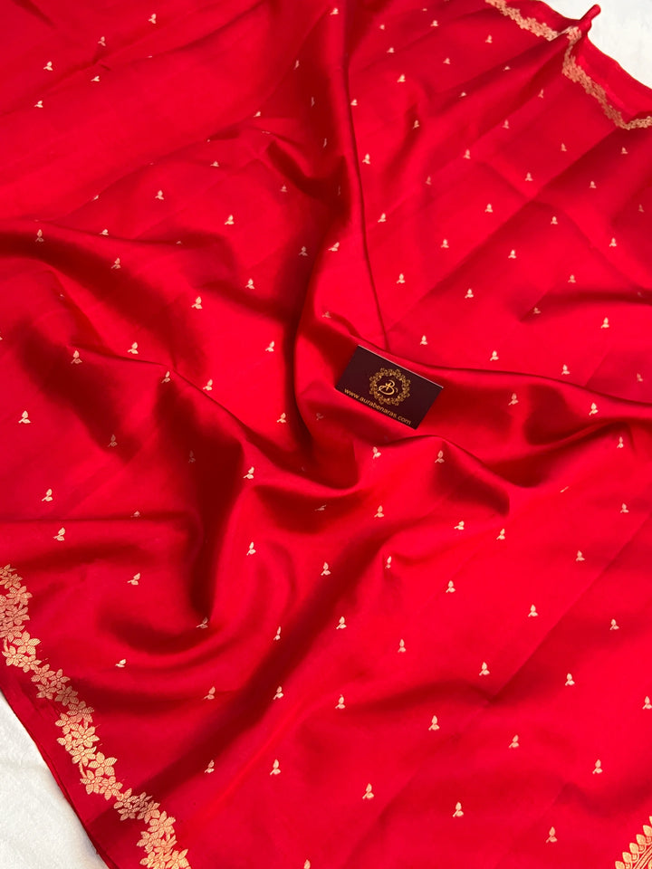 Red Banarasi Silk Saree | Kadhwa & Designer Border