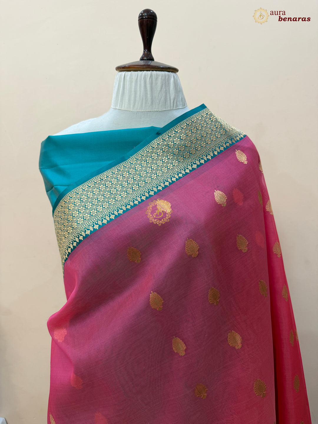 Baby Pink Banarasi Handloom Kora Silk Saree