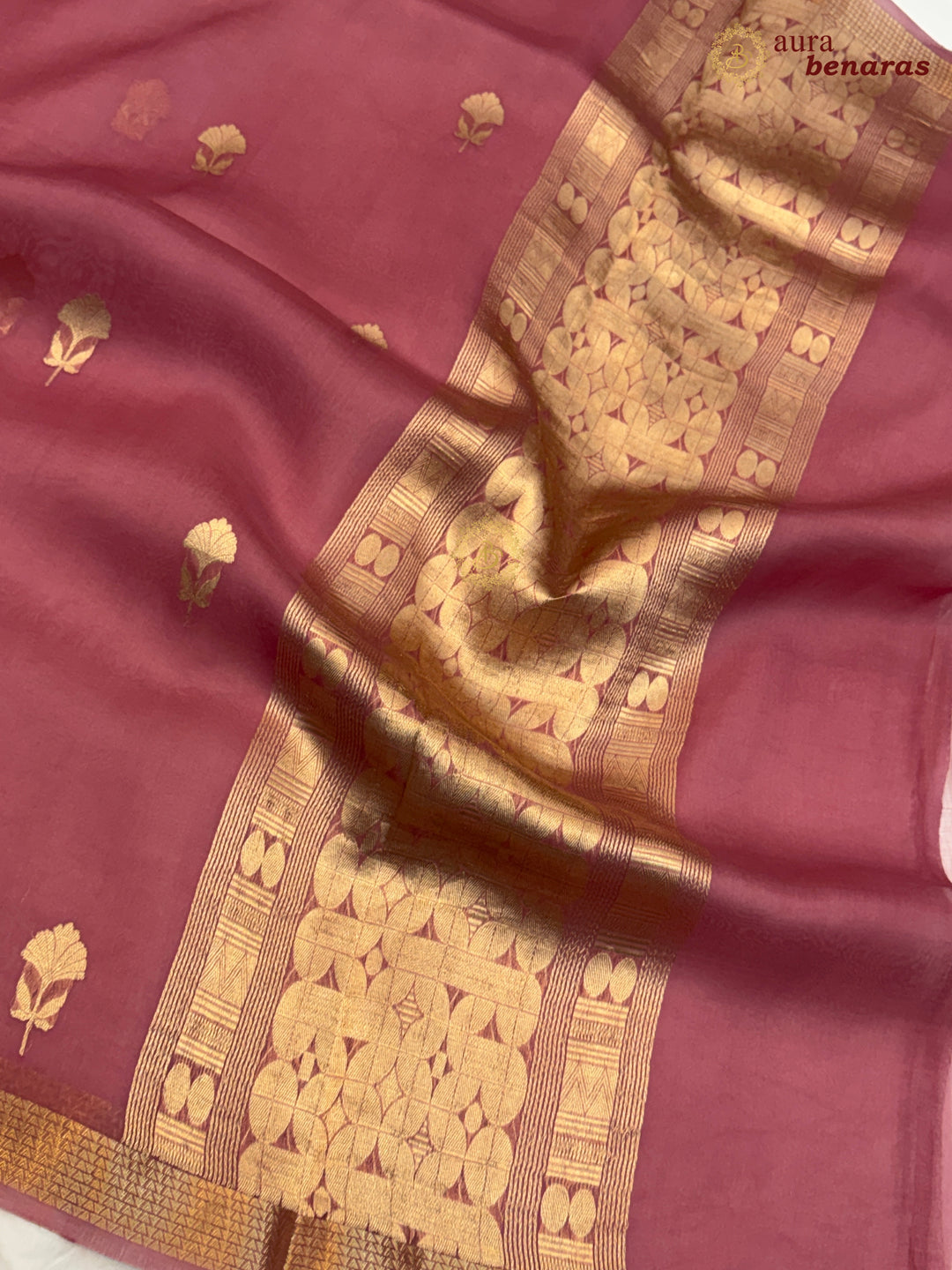 Onion Pink Kora Silk Handloom Banarasi Saree | Kadhwa Butis 