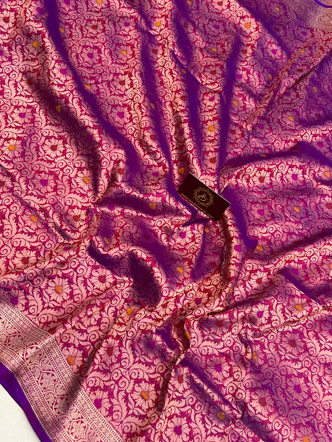 Magenta Pure Katan Silk Banarasi Saree with Meenakari Brocade
