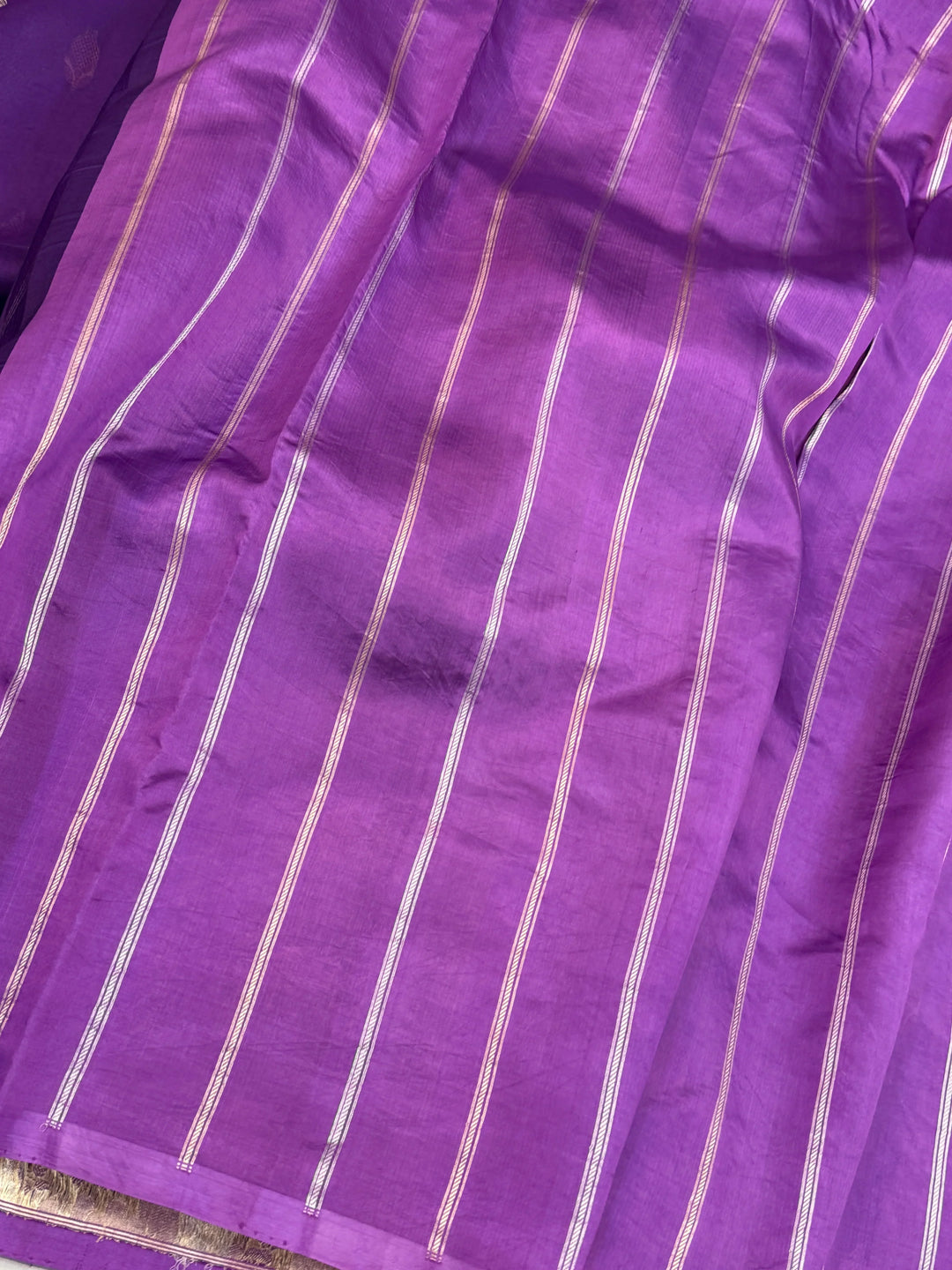 Purple Pure Kora Silk Handloom Banarasi Saree