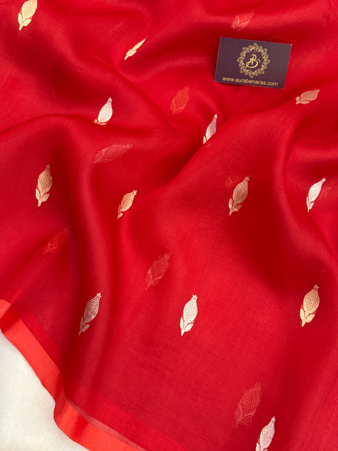 Red Pure Kora Silk Handloom Banarasi Saree