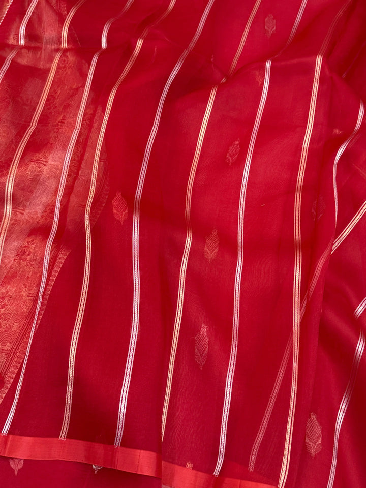 Red Pure Kora Silk Handloom Banarasi Saree