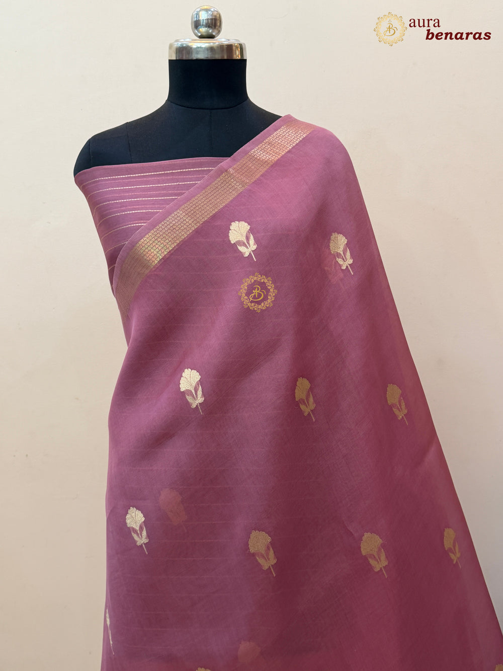 Onion Pink Kora Silk Handloom Banarasi Saree | Kadhwa Butis 
