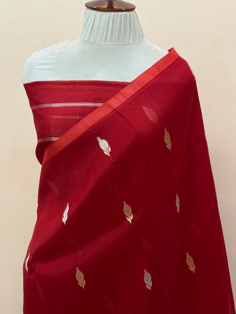 Red Pure Kora Silk Handloom Banarasi Saree
