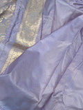 Greyish Lavender Pure Banarasi Handloom Katan Silk Saree - Aura Benaras