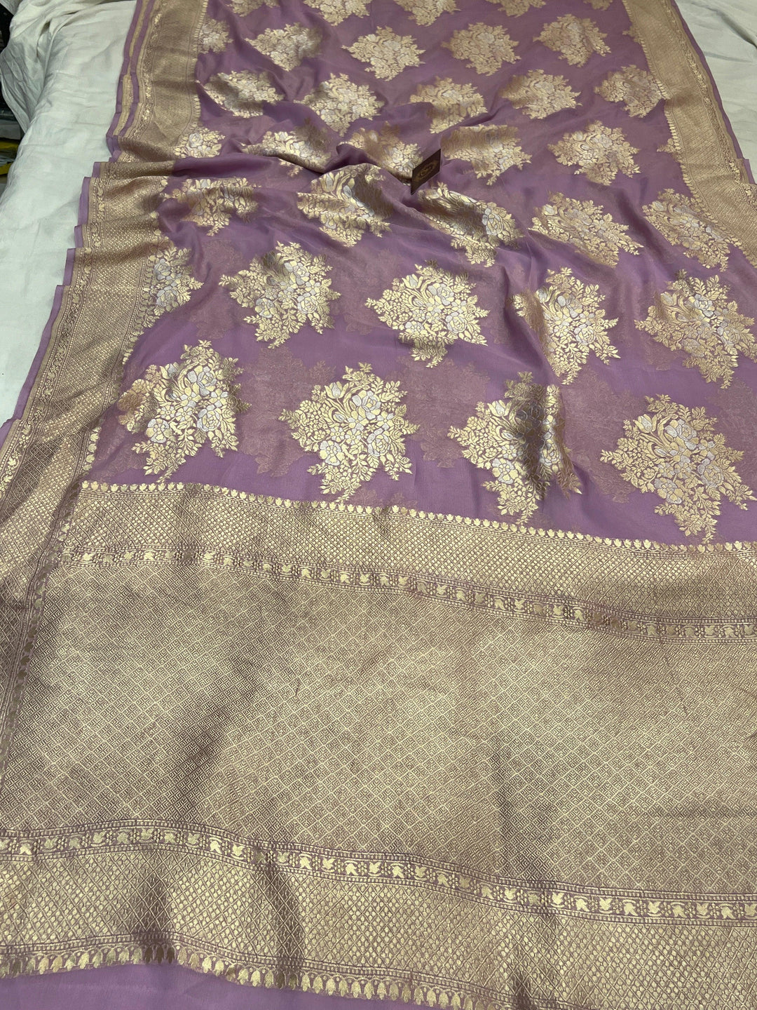 Pastel Lavender Banarasi Khaddi Georgette Saree