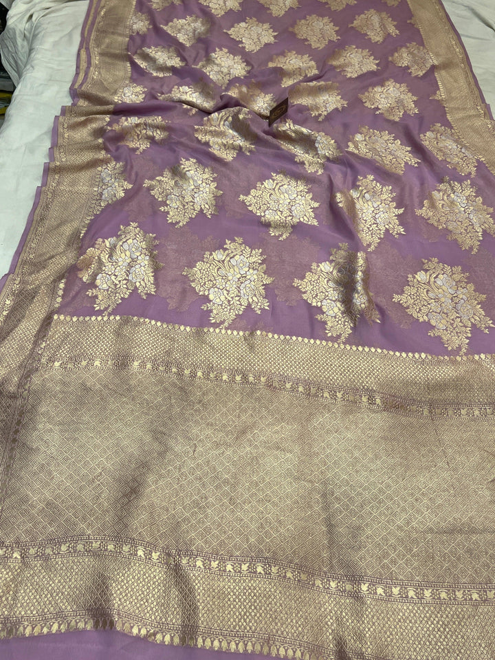Pastel Lavender Banarasi Khaddi Georgette Saree
