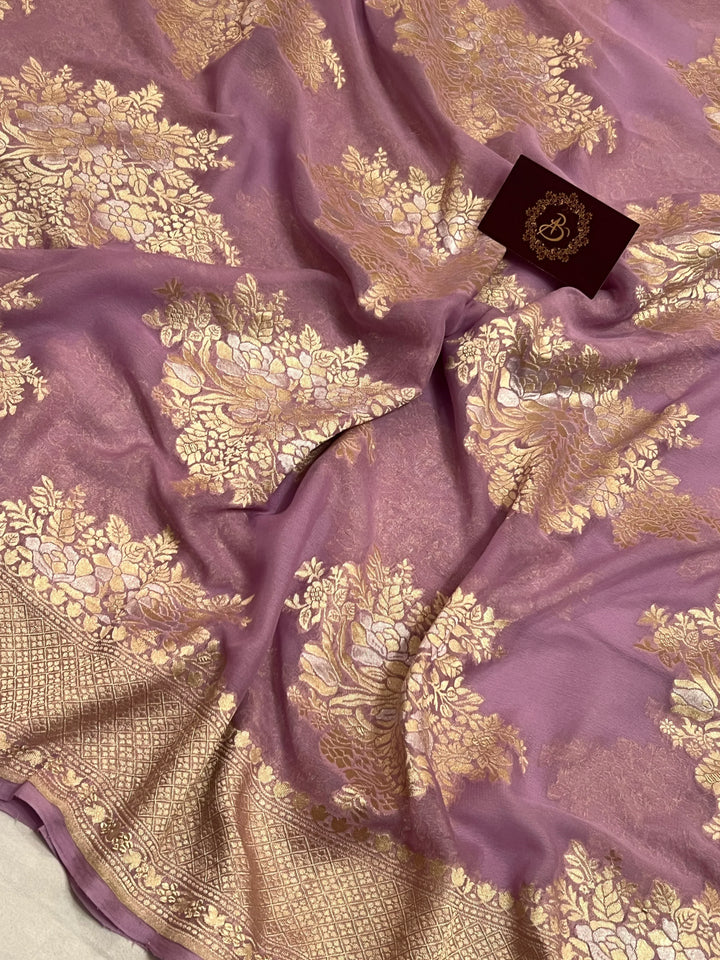 Pastel Lavender Banarasi Khaddi Georgette Saree