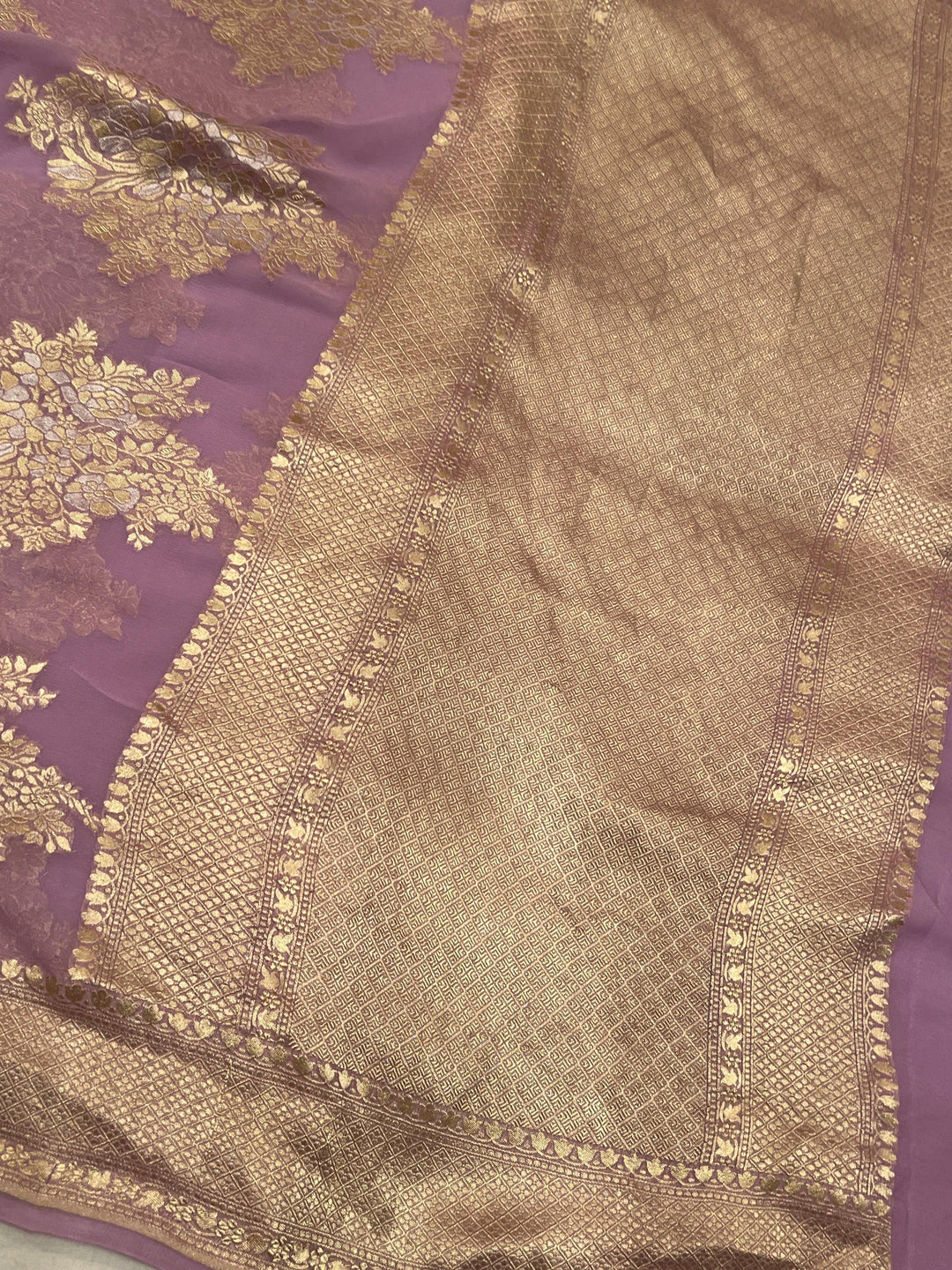 Pastel Lavender Banarasi Khaddi Georgette Saree