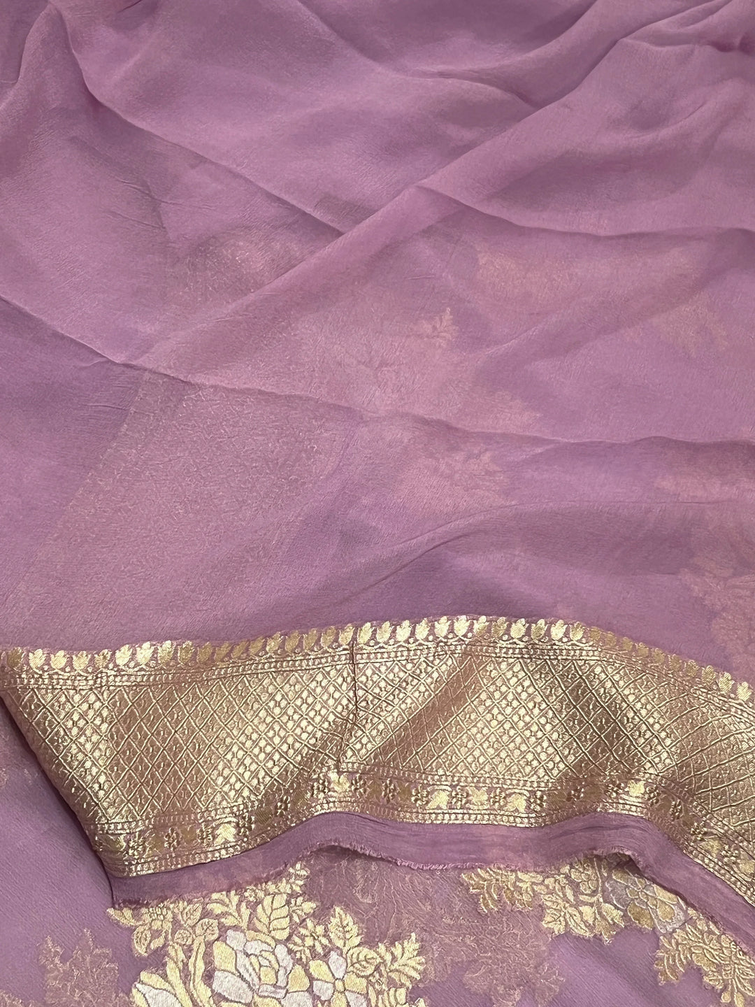 Pastel Lavender Banarasi Khaddi Georgette Saree