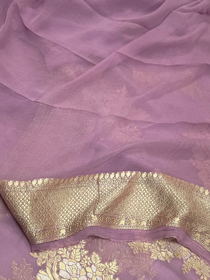 Pastel Lavender Banarasi Khaddi Georgette Saree