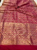 Rani Pink Pure Banarasi Handloom Katan Silk Saree - Aura Benaras