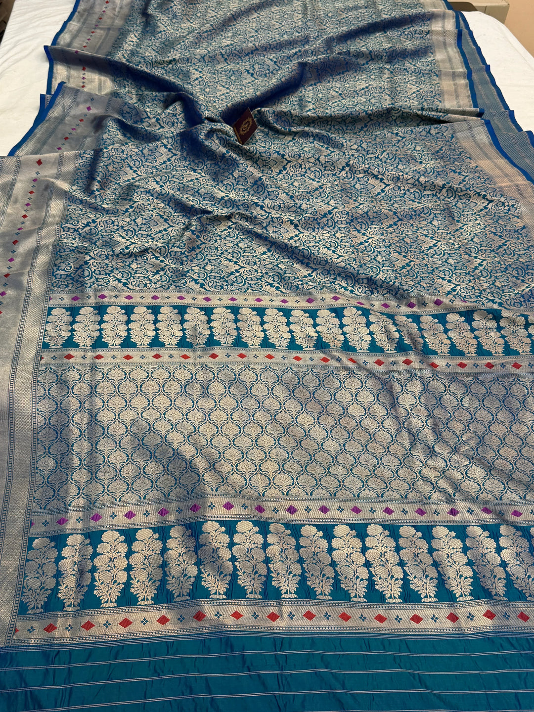 Rama Blue Banarasi Handloom Katan Silk Saree