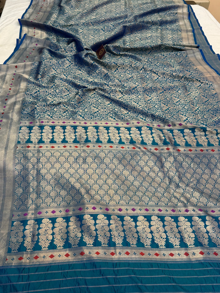 Rama Blue Banarasi Handloom Katan Silk Saree