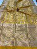 Yellow Pure Banarasi Handloom Katan Silk Saree - Aura Benaras