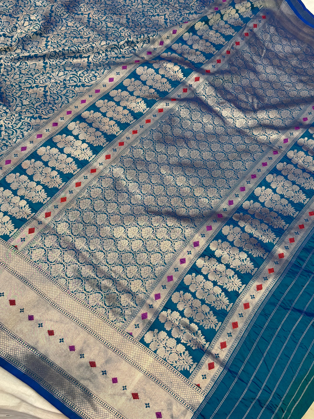 Rama Blue Banarasi Handloom Katan Silk Saree