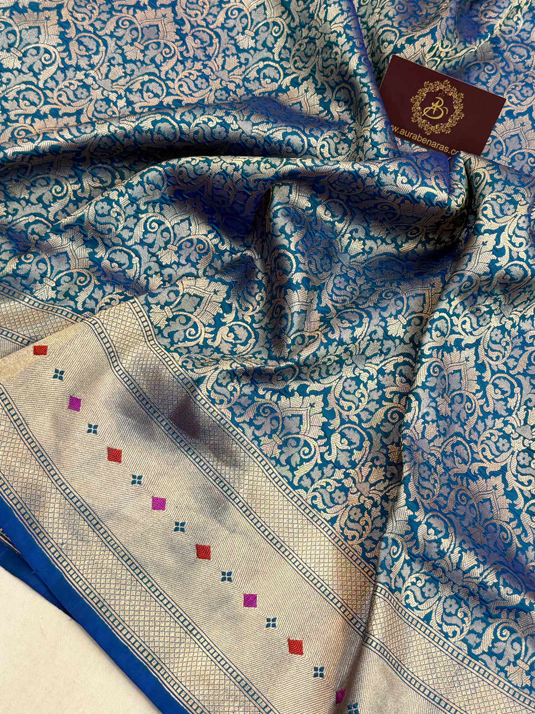 Rama Blue Banarasi Handloom Katan Silk Saree