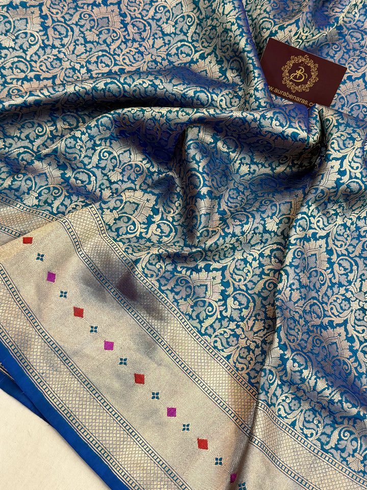 Rama Blue Banarasi Handloom Katan Silk Saree