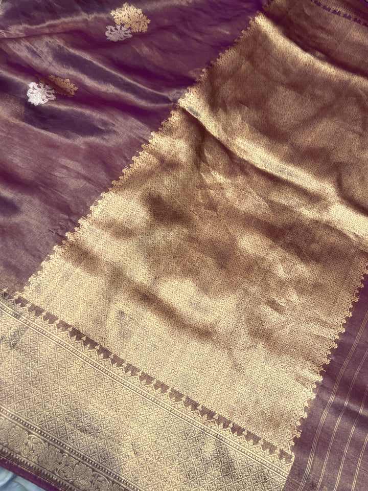 Purple Tissue Silk Banarasi Saree with kadhwa butas