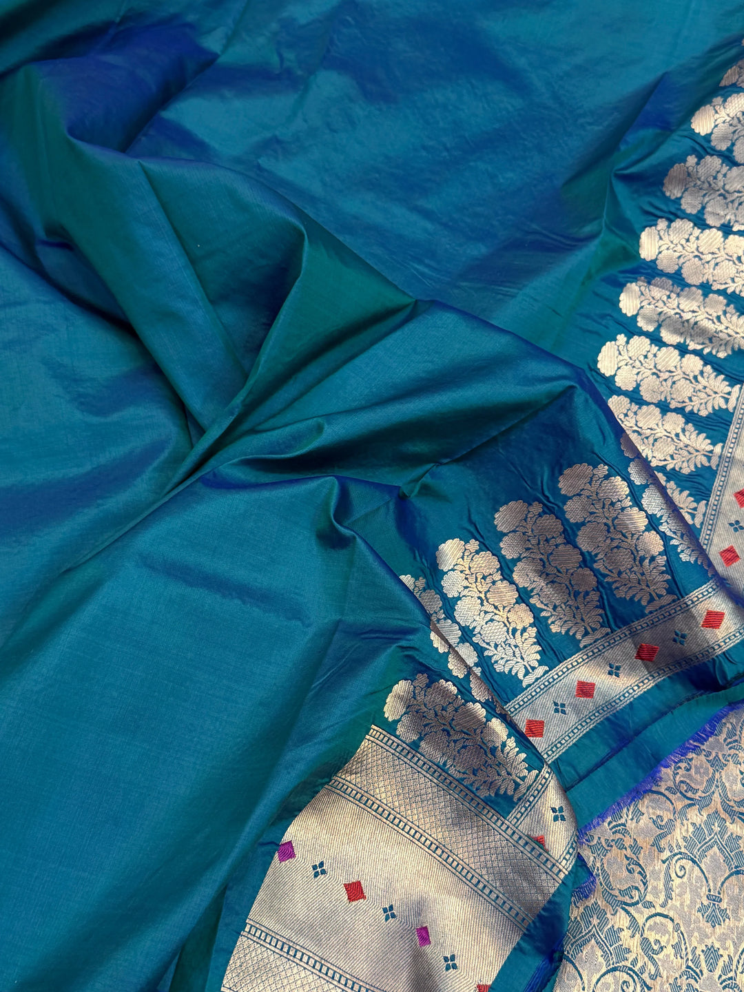 Rama Blue Banarasi Handloom Katan Silk Saree