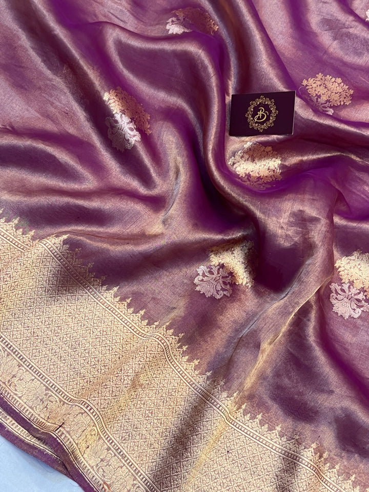 Purple Tissue Silk Banarasi Saree with kadhwa butas