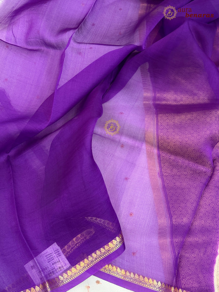 Off White Kora Silk Banarasi Saree with Zari Butis 