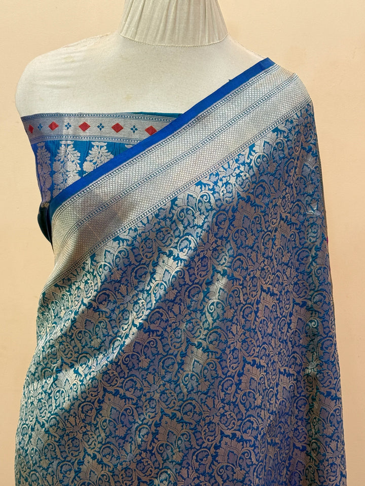Rama Blue Banarasi Handloom Katan Silk Saree