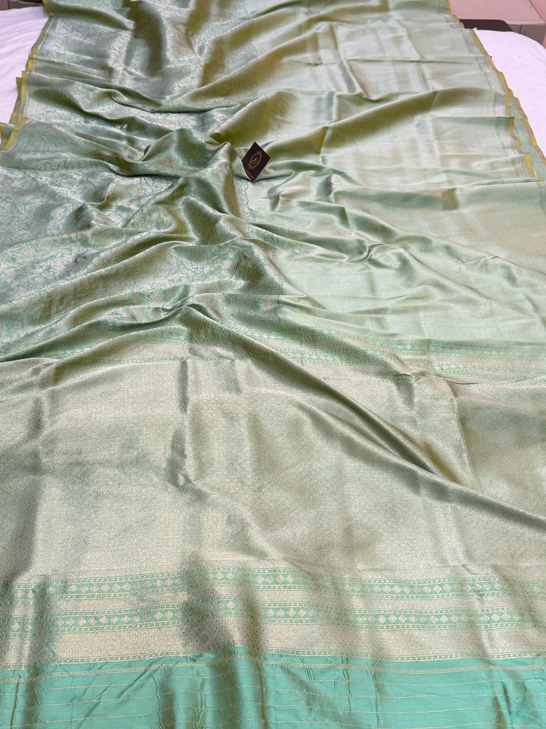 Sea Green Pure Katan silk Handloom Banarasi Saree