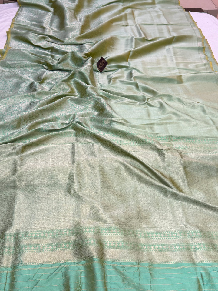Sea Green Pure Katan silk Handloom Banarasi Saree