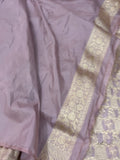 Dusky Greyish Mauve Pure Banarasi Handloom Katan Silk Saree - Aura Benaras