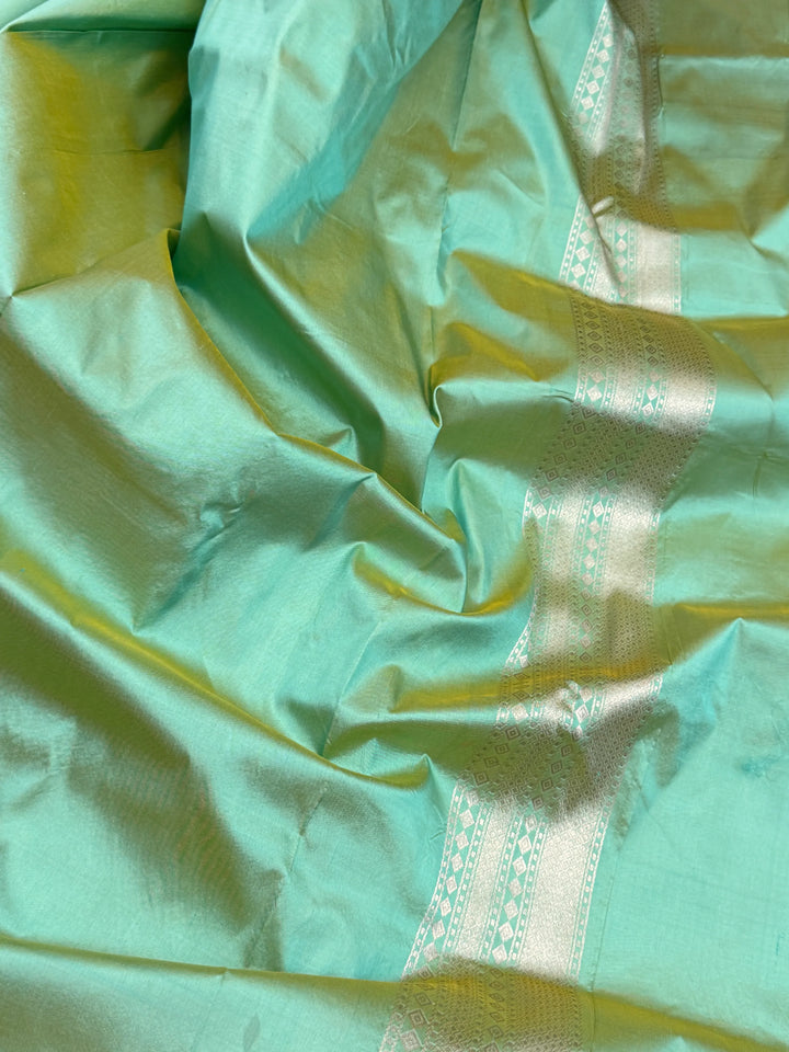 Sea Green Pure Katan silk Handloom Banarasi Saree