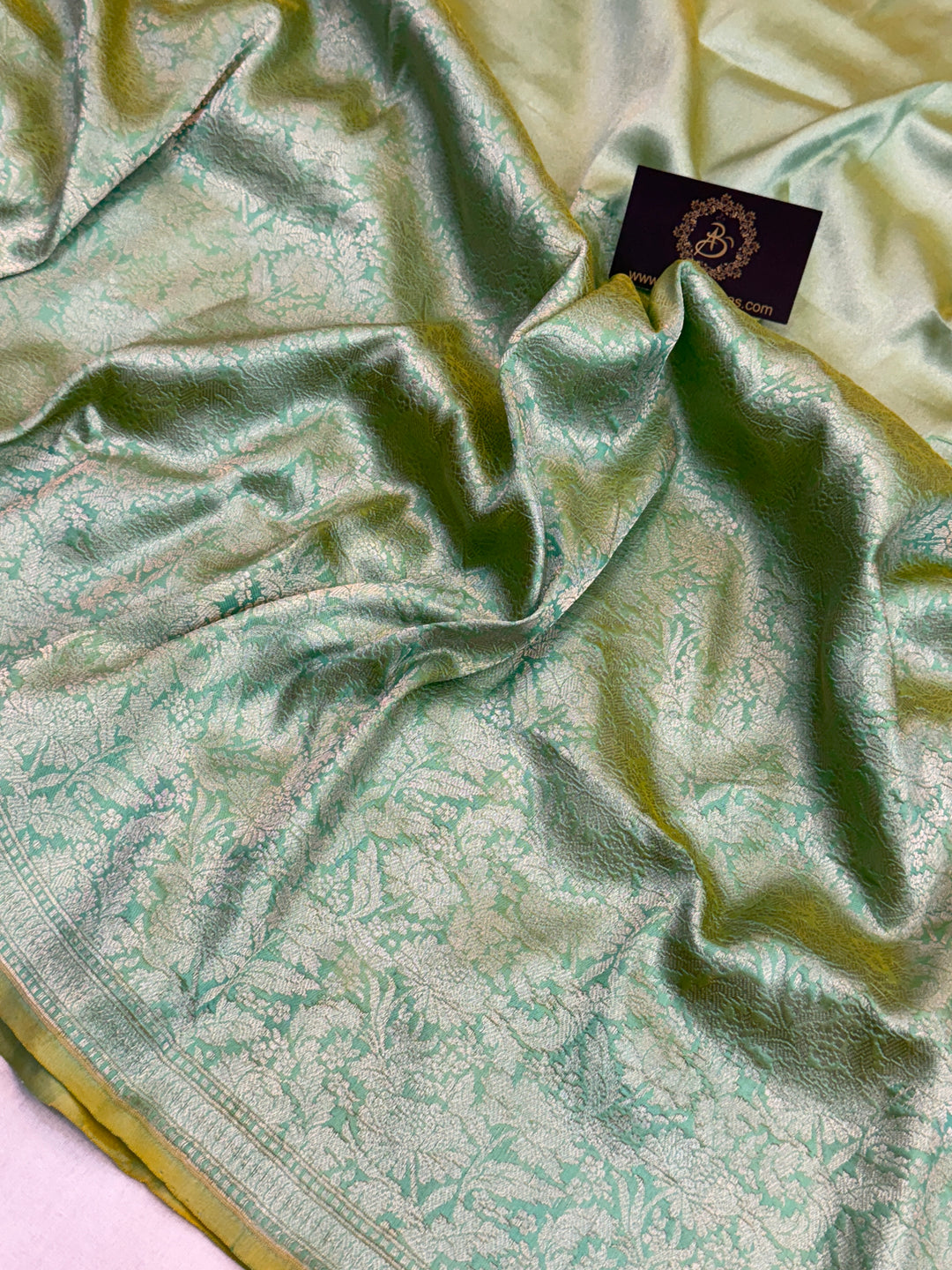 Sea Green Pure Katan silk Handloom Banarasi Saree