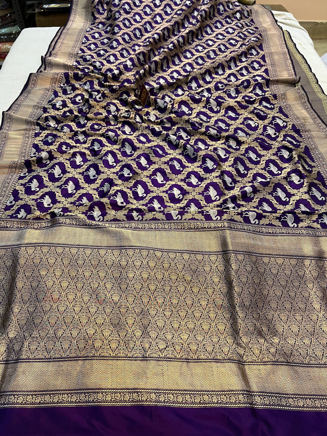 Pure Banarasi Katan silk saree with Kadhwa Jaal and Sona Rupa zari work in floral design