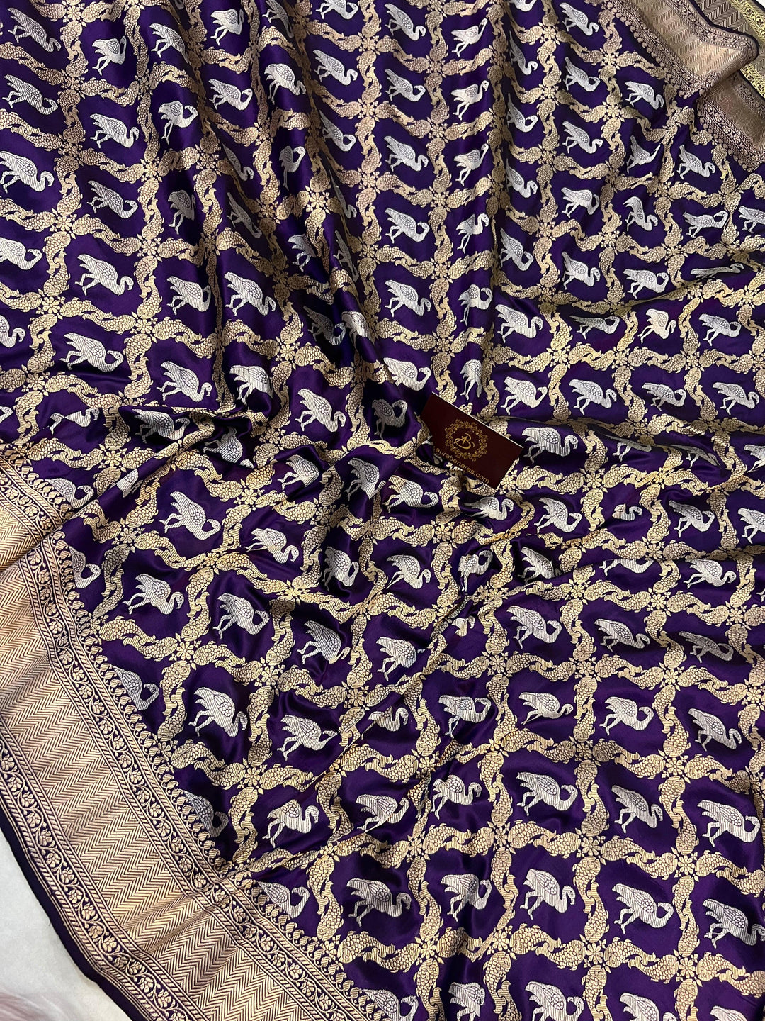 Pure Banarasi Katan silk saree with Kadhwa Jaal and Sona Rupa zari work 