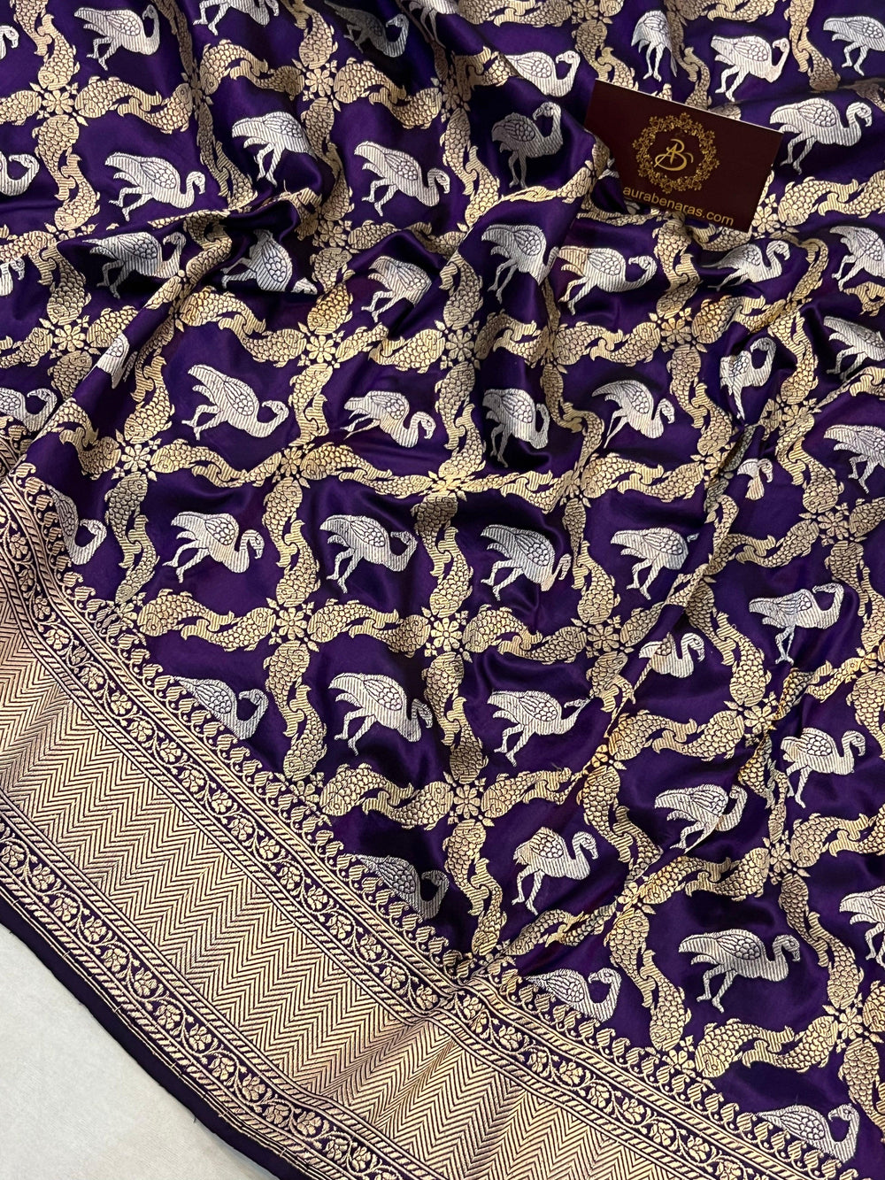 Pure Banarasi Katan silk saree with Kadhwa Jaal and Sona Rupa zari work in floral design